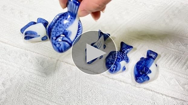   箸置き 5個セット　カラトリー　ブルー Amazon | Tribetter 箸置き はしおき 魚 彩磁 手描き カトラリー